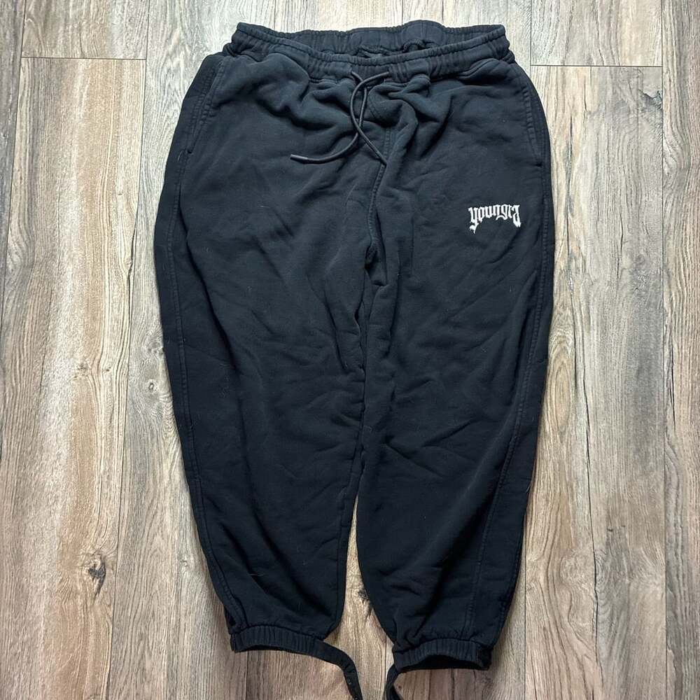 Youngla Sweatpants Size L Black Logo Joggers